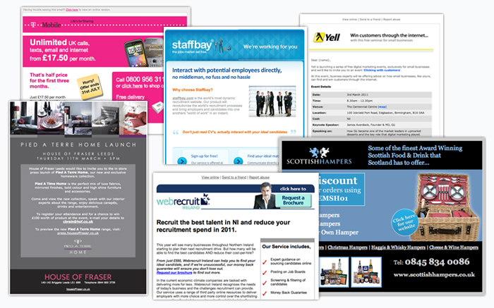 Email design samples A sample of our Email Marketing designs